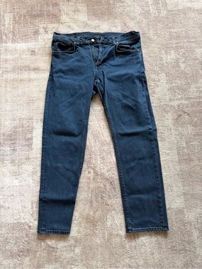 Nudie Jeans Co Mens Dark Wash Blue Denim Jeans Zip Fly 36/30